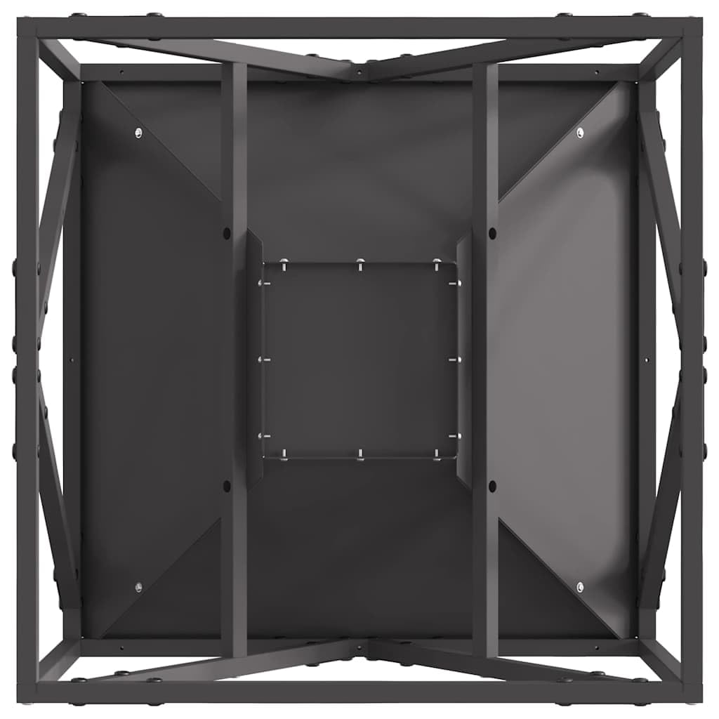 Feuerstelle Schwarz Stahl 50 x 50 x 35 cm Outdoor Garten Terrasse Wärme Atmosphäre Romantik Kamin Ofen Holz Brennholz Heizen Flamme