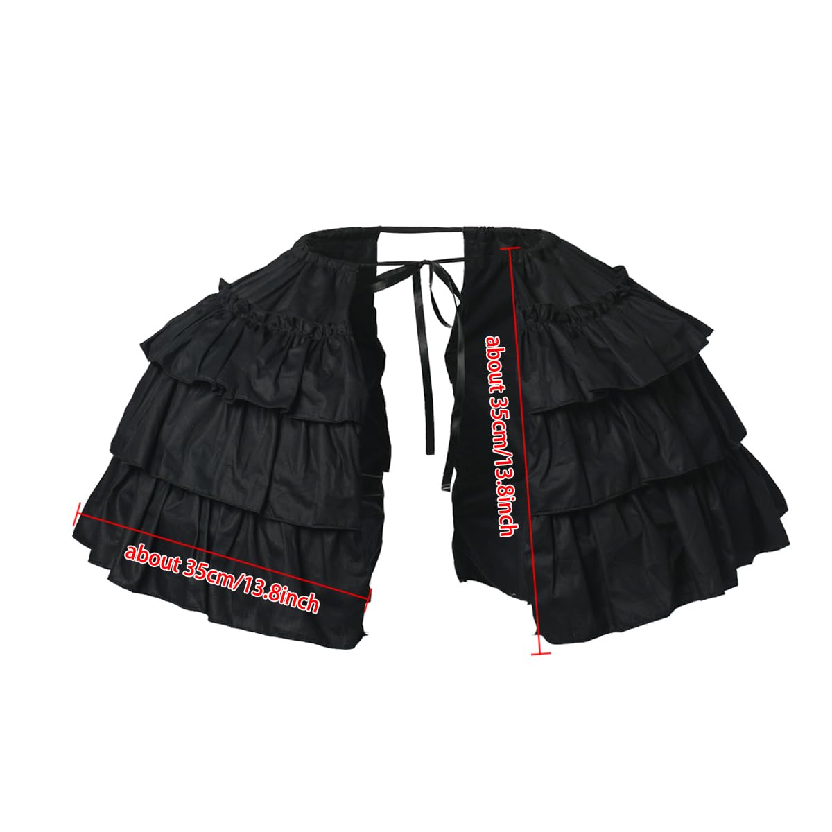 BPURB Women's Victorian Ruffle Dress Underskirt Double Bustle Pannier Petticoat Hoop Skirt for Rococo Victorian Party Dress Black - Image 3
