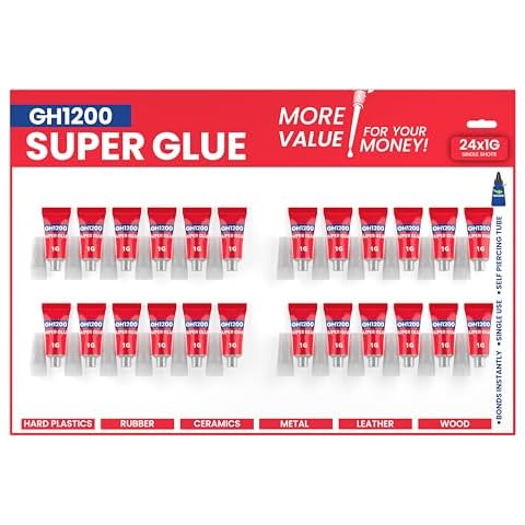 1 Gram (Pack of 24) Single Use Super Glue All Purpose - Superglue - Ca Glue Thick & Strong Adhesive for DIY Craft, Ceramics, Frame, Leather, Metal Etc Cover