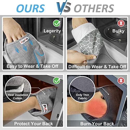 4 In 1, Koomall Silicone Pot Holders Set & 10" 8" Microwave Mat, Multi-Purpose Hot Pads For Kitchen, Trivets Potholders Oven Mitts For Baking Cooking Hot Dishes Pans, Heat Resistant, Bpa Free, Gray #TOP5