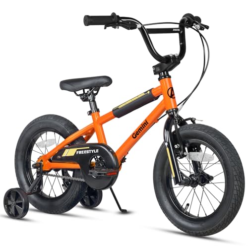 AVASTA(アバスタ)Gemini子供用BMX自転車14・16・18インチ（幅：2.4インチ）かっこいい街乗りキッズバイク 3歳～10歳 幼児小児小学生低学年 男の子女の子 こども乗り練習 キックスタンド 取り外し可能補助輪 高さ調節可能柔らかいサドル 前後輪ブレーキ付き 多色展開
