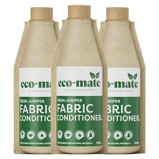 Eco-Mate Fresh Juniper - Acondicionador concentrado de tela, a base de plantas, botella y contenido de papel 100% biodegradable, apto para veganos, natural, hipoalergénico, sin plástico, paquete de 3