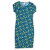 Lularoe Julia a XX-Small (XXS) Floral Tulips Blue Yellow Green Form Fitting Knee Length Dress fits Womens Sizes 00-0 XXS-234