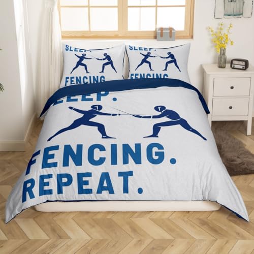richhome Juego de ropa de cama de esgrima para niños, niñas, adolescentes, funda de edredón de microfibra transpirable, suave y ligera, color gris