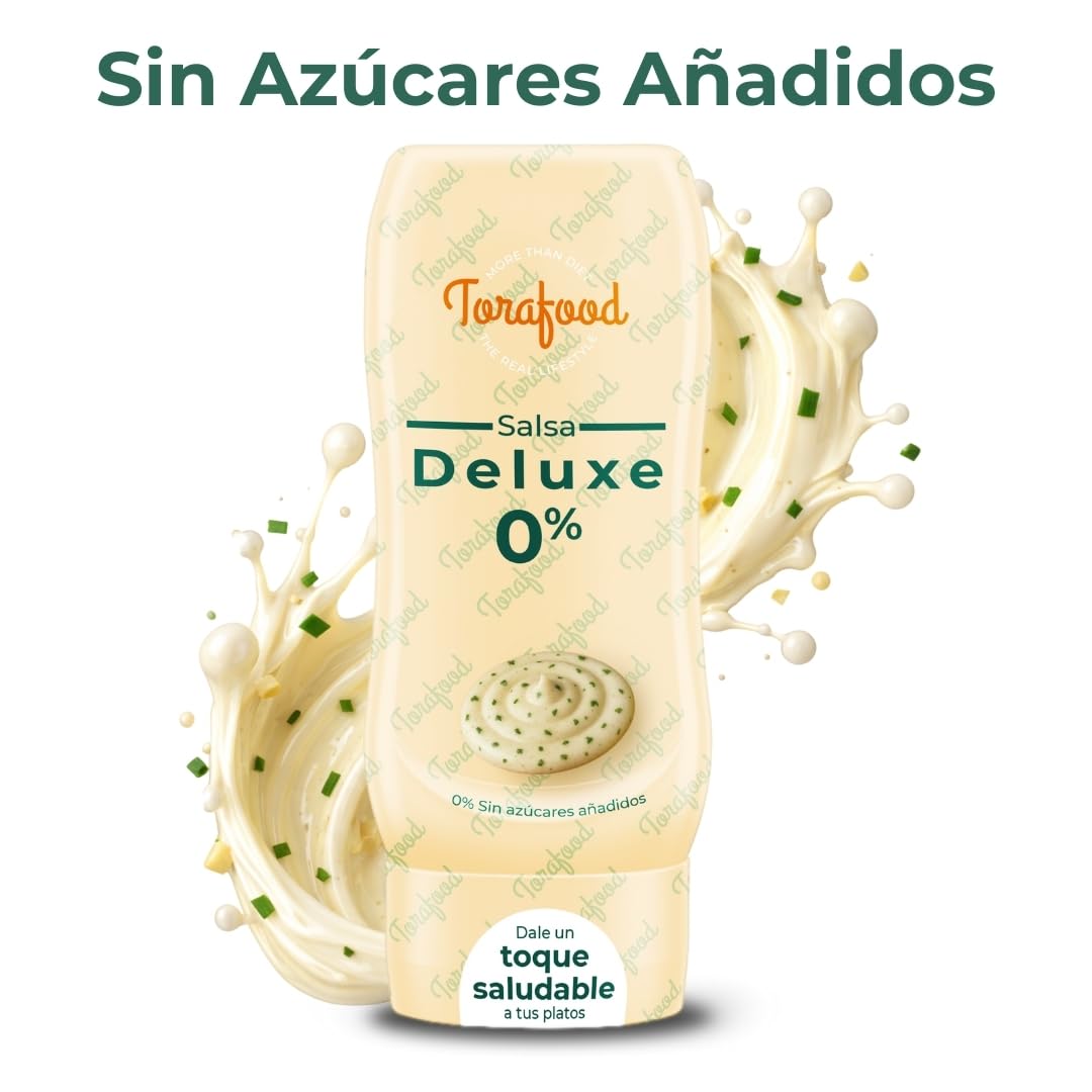 Salsa Zero Deluxe 330ml | 0% Azúcares Añadidos | Sabor Cremoso y Exclusivo | Ideal para Recetas Saludables | Torafood