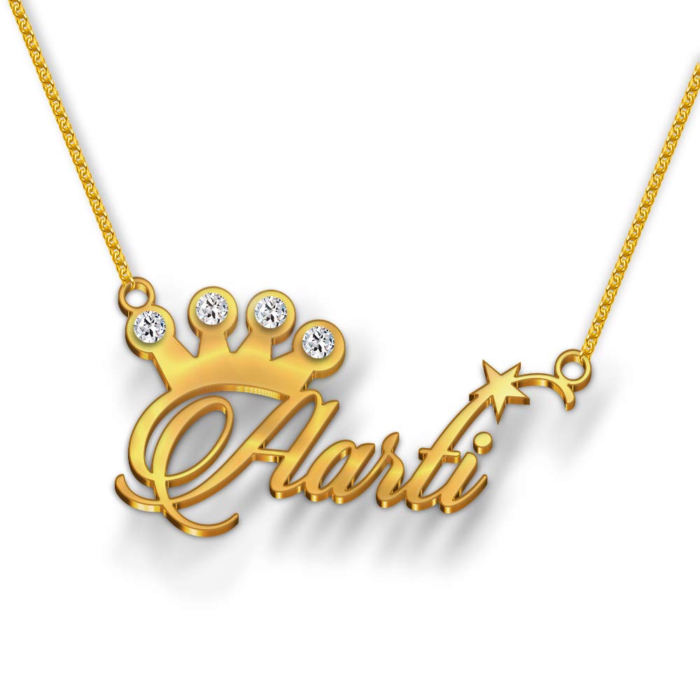 See full amazon price history chart for DREAMRAX Aarti Name Necklace in Gold Polish with Crown & Diamond Accent, Personalized Custom Jewelry, Cursive Font, Splash Proof & Anti-Tarnish, Regal Gift for Women & Girls, Best for Gifting DREAMRAX Aarti Name Necklace in Gold Polish with Crown & Diamond Accent, Personalized Custom Jewelry, Cursive Font, Splash Proof & Anti-Tarnish, Regal Gift for Women & Girls, Best for Gifting (B091328B8Y) Amazon Price History, Amazon Price Tracker