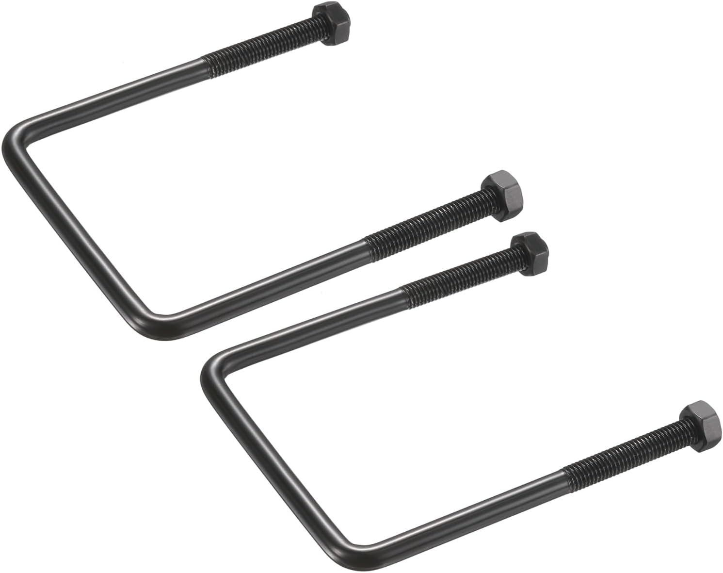 sourcing map 2 Sets M8 Square U-Bolts, 80mm (3.15") Inner Width 120mm (4.72") Length 304 Stainless Steel U-Clamp Bolt Electroplated with Nuts for Automobile, Trailer, Boat Trail, Black