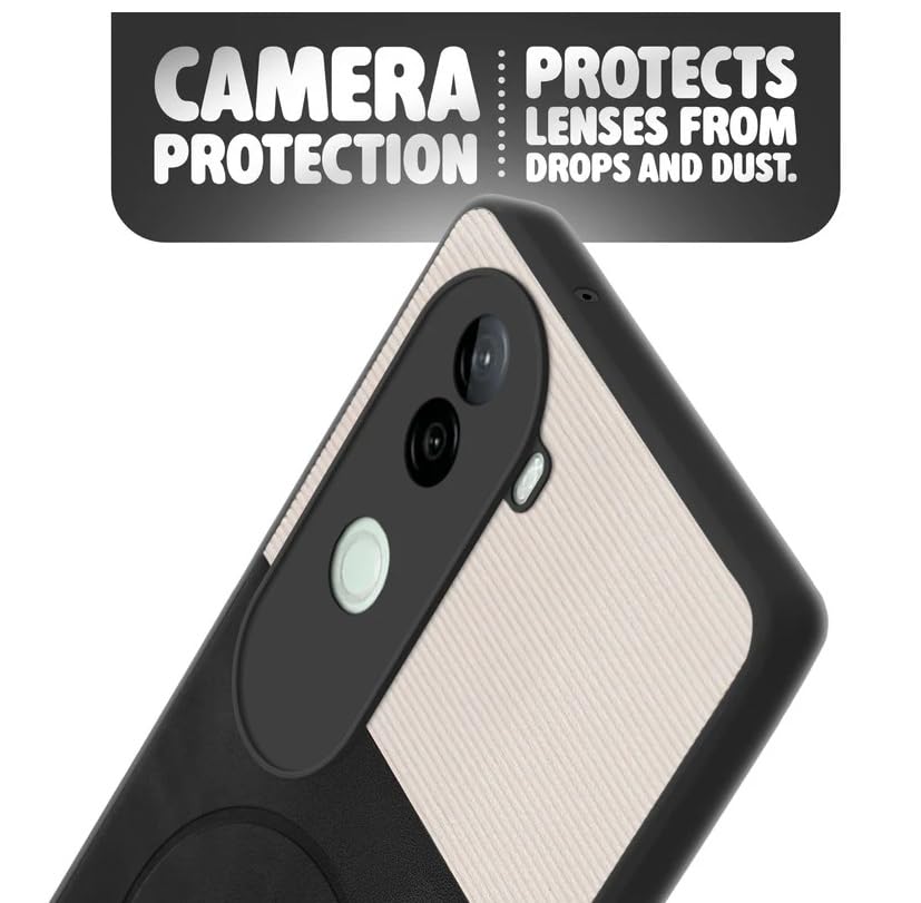 Image of Bintage CASE Dual-Leather Mac Safe Design Phone Case| Soft Touch Finish | Full Camera Protectection Back Cover Compatible for iQOO I2403 /iQOO Z9s 5G - White & Black