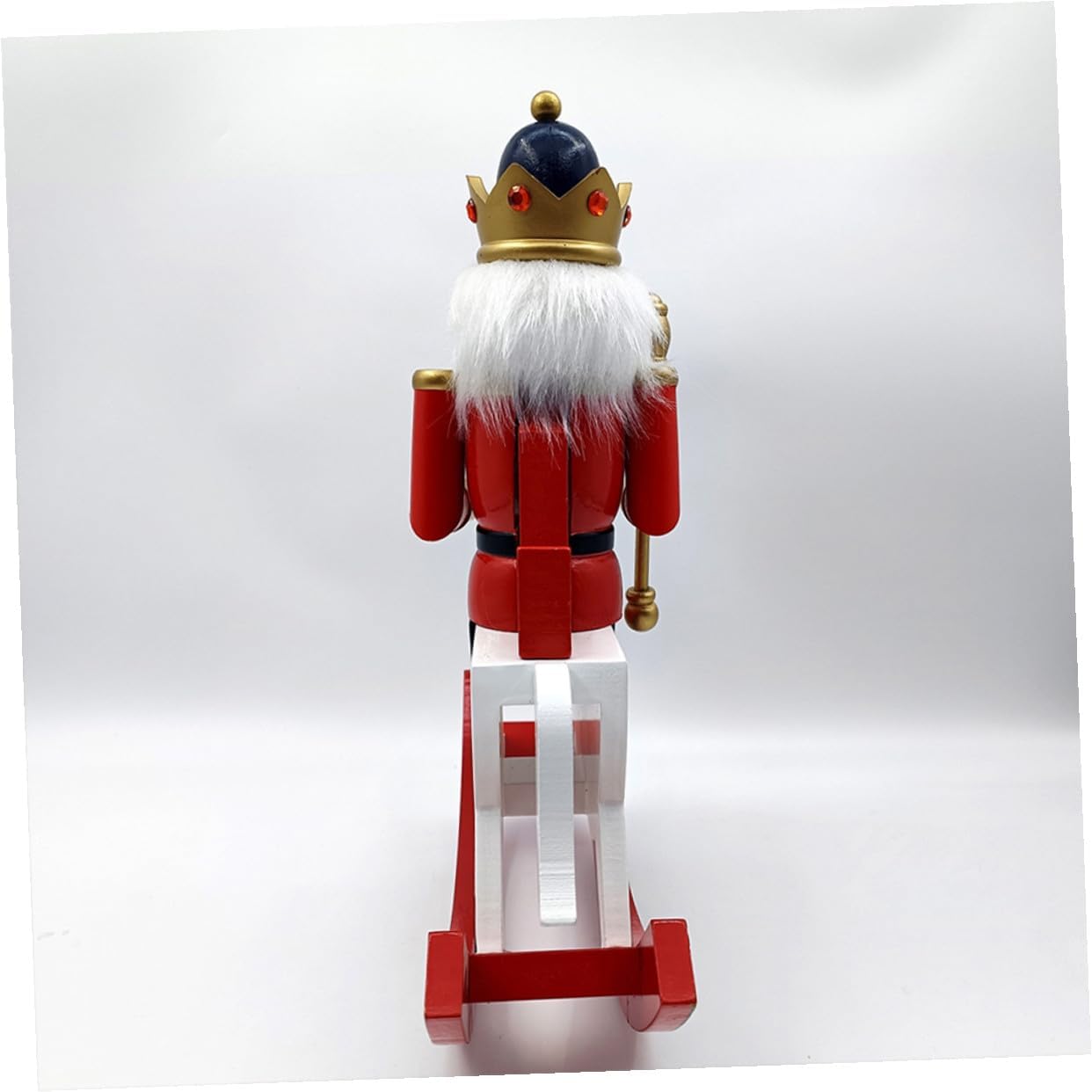 GARVALON Christmas Wooden Nutcracker Soldier Figurine Large Crimson Surface Ornament Decorative Nutcracker Christmas Collectible for Home Holiday Party Display