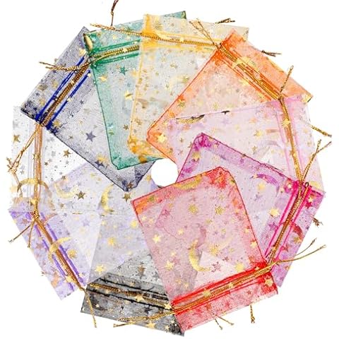 Naler 100pcs Colourful Organza Gift Bags Cover