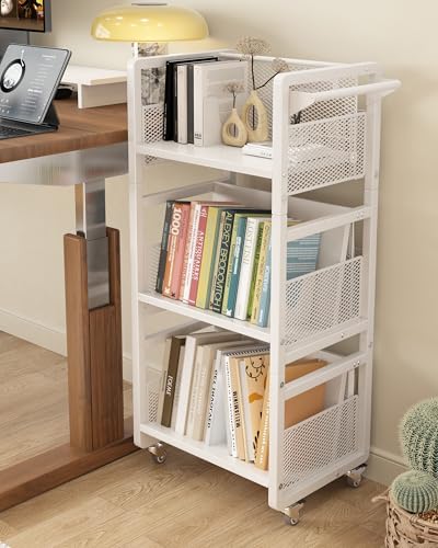 Stelhold 3-Tier Dual-Sided Heavy-Duty Book Cart with Wheels