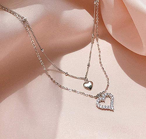 Preisvergleich Produktbild Halskette Zweischichtige Herzketten Mit Micro Pave Zircon Collar