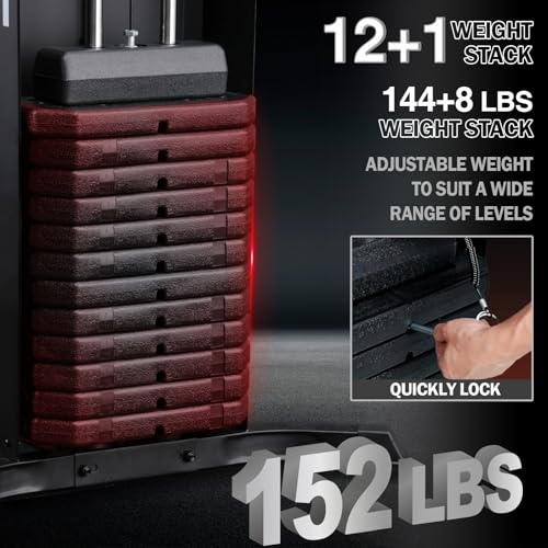 Image of Mikolo Home Gym, Workout Station with 152LBS Weight Stack, Multifunctional Home Gym Equipment, Exercise Equipment for Full Body Strength Training