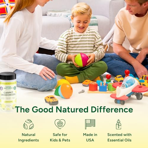 Image of Good Natured Brand | Carpet Freshener & Deodorizer Powder | 16 oz Pet Odor Eliminator for Strong Odor & Pet Urine | Fresh Natural Lemon Scent | Safe for Homes with Pets