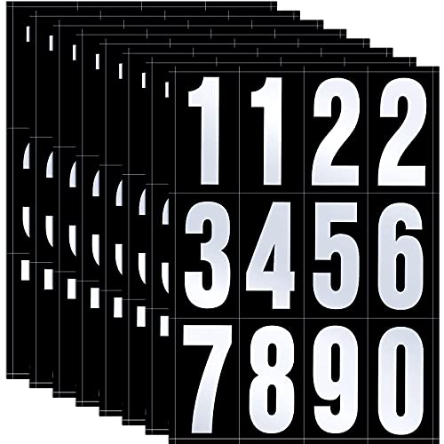 Image of Tenare 96 Pcs Vinyl Number Stickers 0-9 Reflective,3 Inch,Silver in Black | Waterproof Self Adhesive for Mailbox Address, Door Signs, Trash Cans, Trucks, Outdoor Home Business Use, Durable Vinyl
