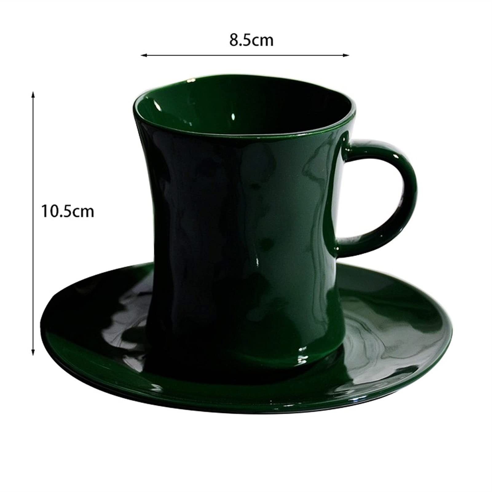 Juego de Taza y platillo de café de Porcelana, 320 ml (10,82 oz), Taza de Leche Verde, Taza de Coco con asa, Taza de té, Vasos para Bebidas, Vasos para Fiestas y Bebidas Calientes.