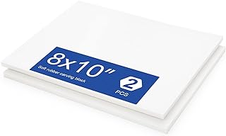 Falling in Art White Rubber Carving Block, 8" x 10" Easy Cut Lino Blocks, Soft Linoleum Block for Printmaking, Stamps, Crafts(2 Pack)