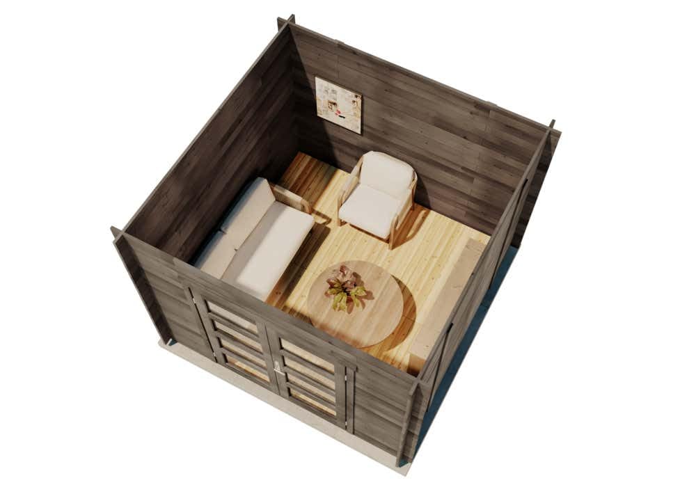 Alpholz Gartenhaus Paloma Sol aus Holz 298x298cmin Anthrazitgrau mit 28 mm Wandstärke inkl. Fußboden