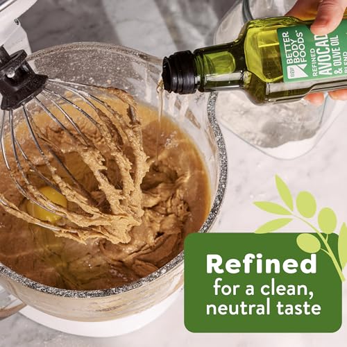 Image of BetterBody Foods Refined Avocado Olive Oil 50 /50 Blend, Non-GMO Cooking Oil, Gluten Free, Kosher, Frying, Baking, 500 mL, 16.9 Fl Oz