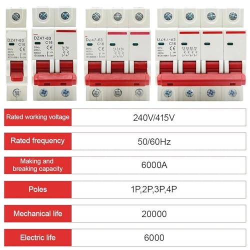 Disyuntor magnetotérmico C45N de 2 polos y 25A para instalación en carril DIN de 35mm 6