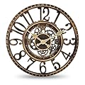 WrtmyR Outdoor Wall Clock Waterproof, 12 Inch Silent Non-Ticking Battery Operated Outside Clock, Decor Clock for Patio, Pool, Garden, Fence, Porch, Lanai, Farmhouse Decor (Dark Gold)