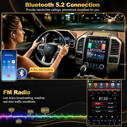 Image of for Ford F150 2015 2016 2017 2018 2019 2020 Android 15 Car Stereo 8-core, 12.1 Inch IPS Touch Screen Car Radio with Wireless Carplay /Android Auto,GPS, WiFi, Bluetooth, FM, DVR