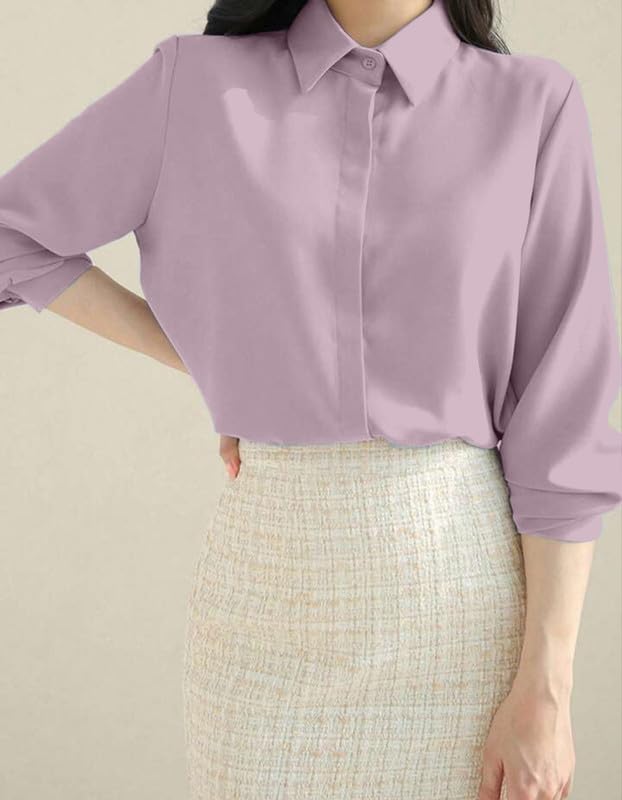 Image of Women's Regular Fit Korean Style Shirts | Stylish Western Shirt with Concealed Placket | Casual & Office Wear Shirt for Women
