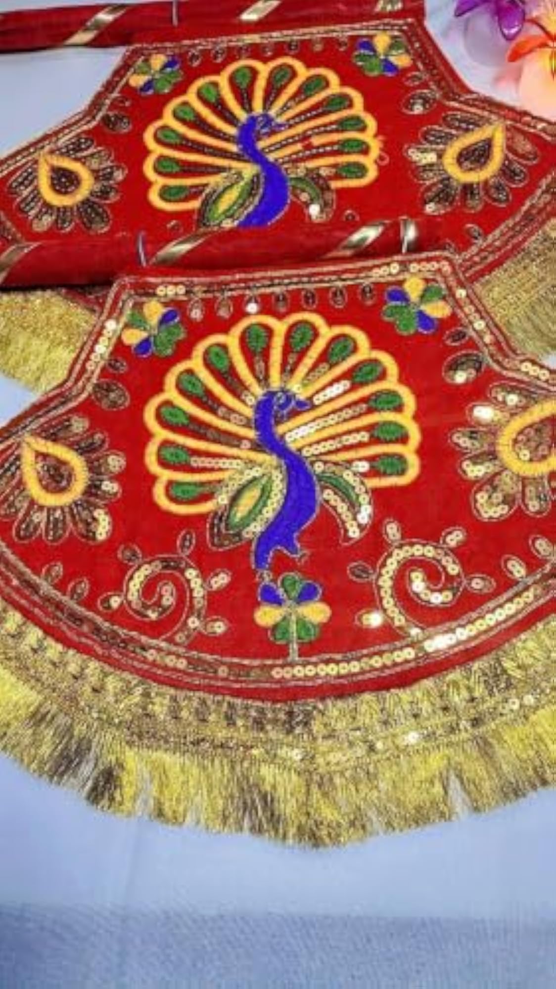 Peacock Embroidered Decorative Hand Fan, Traditional Wedding Pankhi