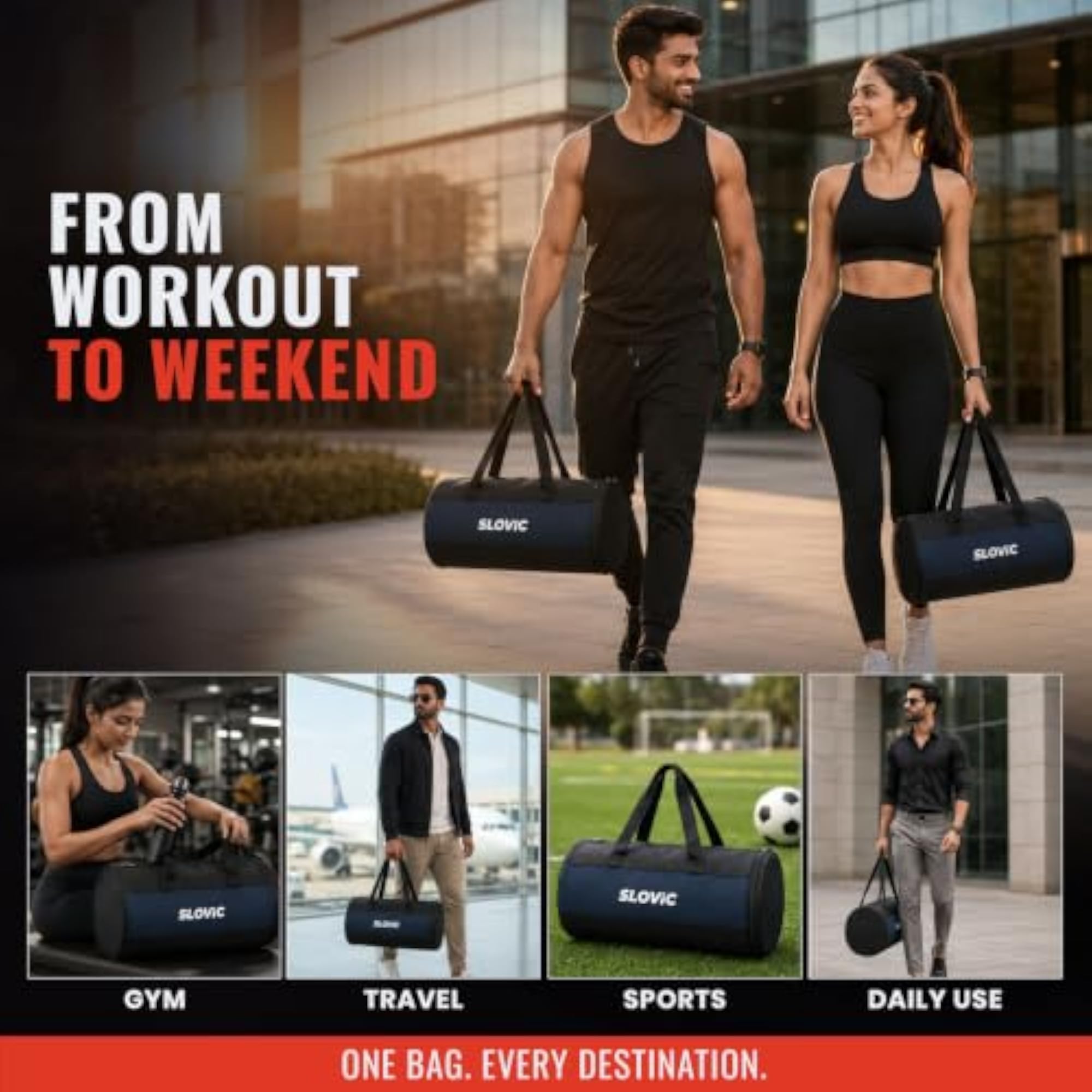 Gym Bag for Men with Separate Shoe Compartment