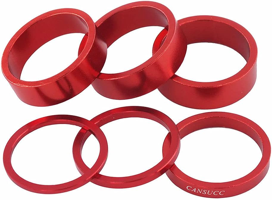 6/12 Pcs Aluminum Alloy Bike Headset Washer Mountain Bicycle Front Fork Washer Bike Stem Handlebar Spacers Ring Gasket for Bikes(1 Set Gold)