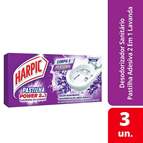 Pastilha Sanitária Adesiva 2Em1 Lavanda Com 3 Unidades De 9 G Cada, Harpic