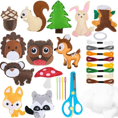 Muyohix Kit de Costura para Niños 6-12 Años, Manualidades de Fieltro, Juego de Costura con Formas de Animales, Kit Manualidad de Coser Fieltro,Juego Educativo DIY para Niños y Niñas Principiantes