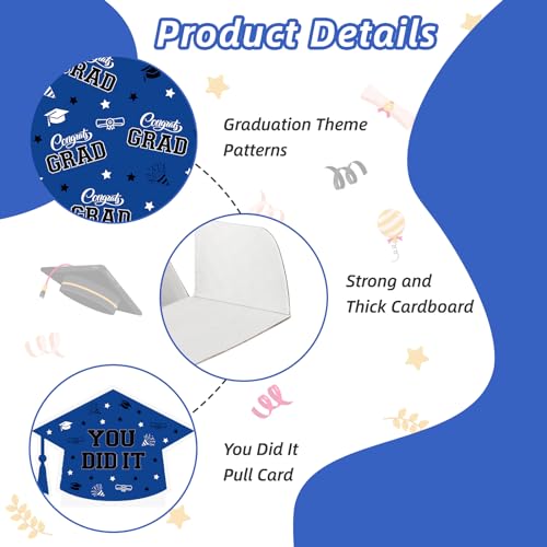 Image of WenmthG 2026 Graduation Money Box for Cash Gift Pull - Graduation Gift - 100 Pack Surprise Box Explosion Gift - DIY Grad Card Box - Graduation Party Supplies - Congrats You Did It! - Blue