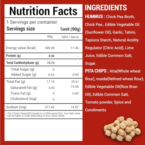 Image of The Khao Project On The Go Hummus Snack Pack| Classic Hummus and Baked Pita Chips| healthy snacks for kids and adults|Travel Friendly| Protein Rich|Preservative Free|Vegan| Tasty Snack