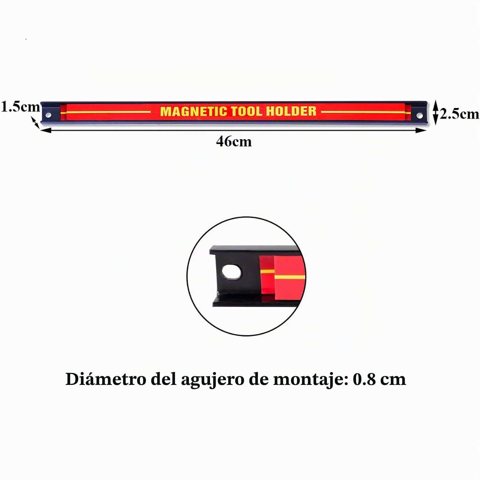 GIANTEX 6 x Imanes para Herramientas de 46 cm, Barras Magnéticas de Acero para Herramientos, Organizador de Pared Magnético, Cada Tira Carga hasta 10 kg