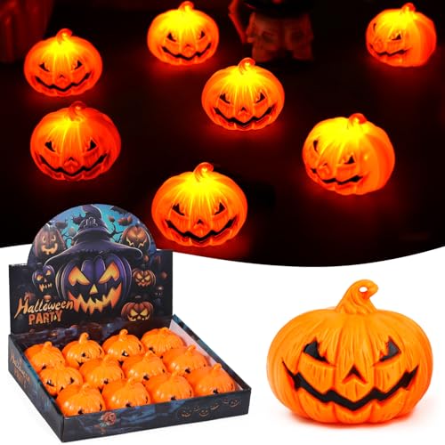 JEDWKFA 12 peças luzes abóbora Halloween, LED abóboras decorativas, abóbora com luz, luzes de abóbora, decoração de Halloween abóbora, para casa, reunir, decoração de Halloween