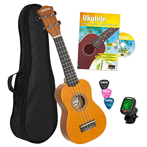 CASCHA Ukulélé soprano jaune, petit bouquet Hawaï pour enfants et adultes, avec livre ukulélé, accordeur, sac, 3… - Les Beatles, Paul McCartney, John Lennon, RIngo Starr, George Harrison CASCHA Ukulélé soprano jaune, petit bouquet Hawaï pour enfants et adultes, avec livre ukulélé, accordeur, sac, 3…