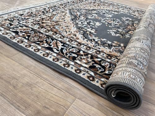 Image of TTC THREAD & TEXTURE CARPET Traditional Comfort: Power-Loomed Carpets for Living Room- Every Space Area Rug Color Grey Size 7x10 Feet (210x300cm)