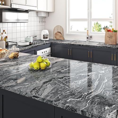 Papel pintado de mármol autoadhesivo impermeable y lavable para encimeras 7