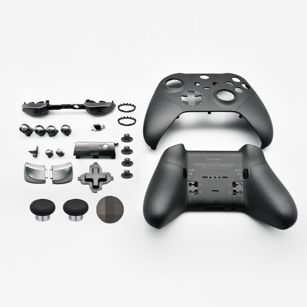 Guscio di Ricambio Kit Custodia Coperchio Anteriore Posteriore per Xbox Elite Controller Series 2 - Nero, Incluso D-pad Joysticks Pulsante di Attivazione LB RB Pulsanti ABXY Accessori