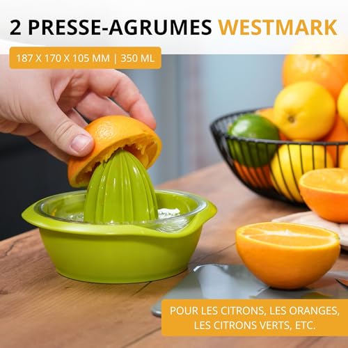 Westmark 2 Presses-Orange/Citron/Lemon avec Récipients, Diamètre : 18,7 cm, Capacité : 0,5 litre, Plastique, Limetta, Vert pomme, 309122EA – Image 3