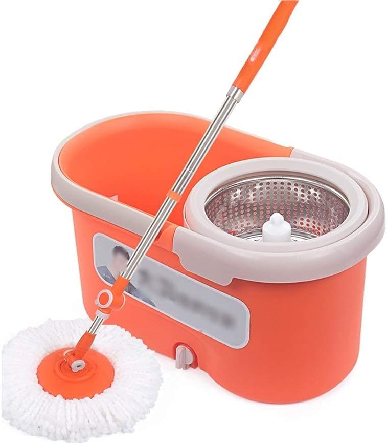 Spin Mop Bucket System Spin Mop Orange Spin Mop Bucket Floor Cleaning System Stainless Steel Mop with 2 Mop Heads Floor Mop with Bucket for Home Commercial Cleaning Bucket Floor Cleaning System