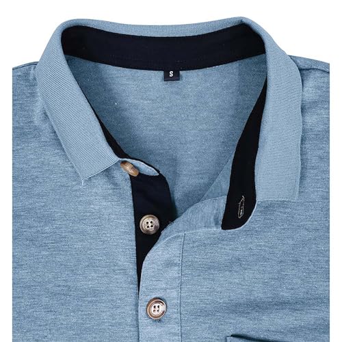 Camisetas Polo para Hombre, Manga Corta, Informales, Clásicas, Básicas, con 3 Botones y Bolsillo, Ideales para Golf y Verano miniatura 5