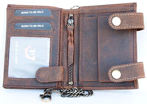 Born to be Wild Men's Natural Genuine Leather Wallet with Metal Chain with Scorpion3