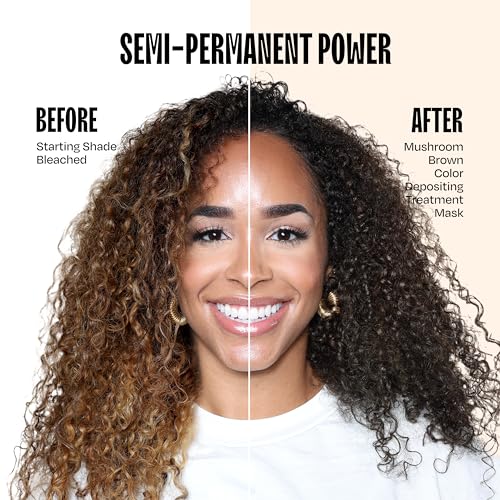 Image of oVertone Color Depositing Semi-Permanent Hair Dye Conditioner - 8 oz For Natural & Color-Treated Hair, Moisturizing Shea Butter & Coconut Oil - Vegan & Cruelty-Free, Mushroom Brown