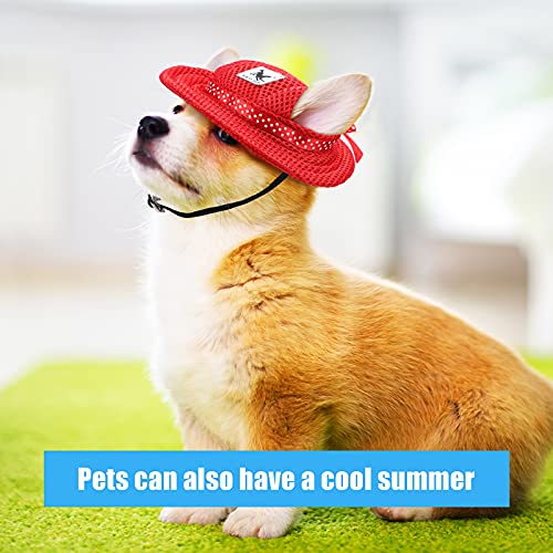 3 Pieces Pet Round Brim Princess Cap Outdoor Mesh Sunbonnet Cap Pet Dog Mesh Porous Cap with Ear Holes and Adjustable… - Image 6