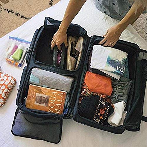 HEXAD Carryall Travel Duffel Bag - Includes Backpack Straps and Laptop Sleeve (Black, 60 L)