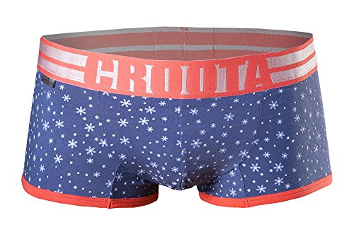 Croota Mens Underwear, Low-Rise Boxer Brief, Pattern Design, SM02S Blue Indigo Croota Mens Underwear, Low-Rise Boxer Brief, Pattern Design, SM02S Blue Indigo