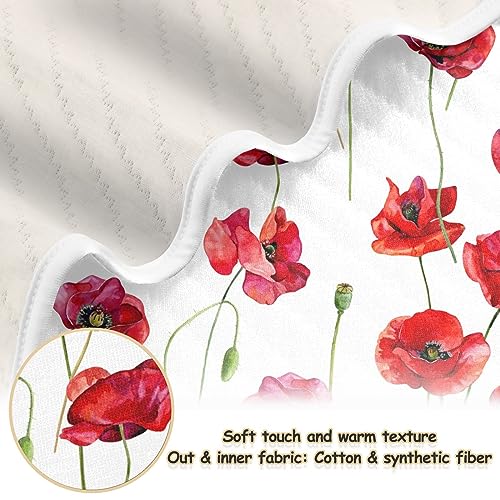 Image of Swaddle Blanket for Red Poppy Flowers Baby Receiving Blanket Muslin Baby Swaddles Soft Cotton Breathable Nursery Blankets for Unisex Boys and Girls 30x40 Inch