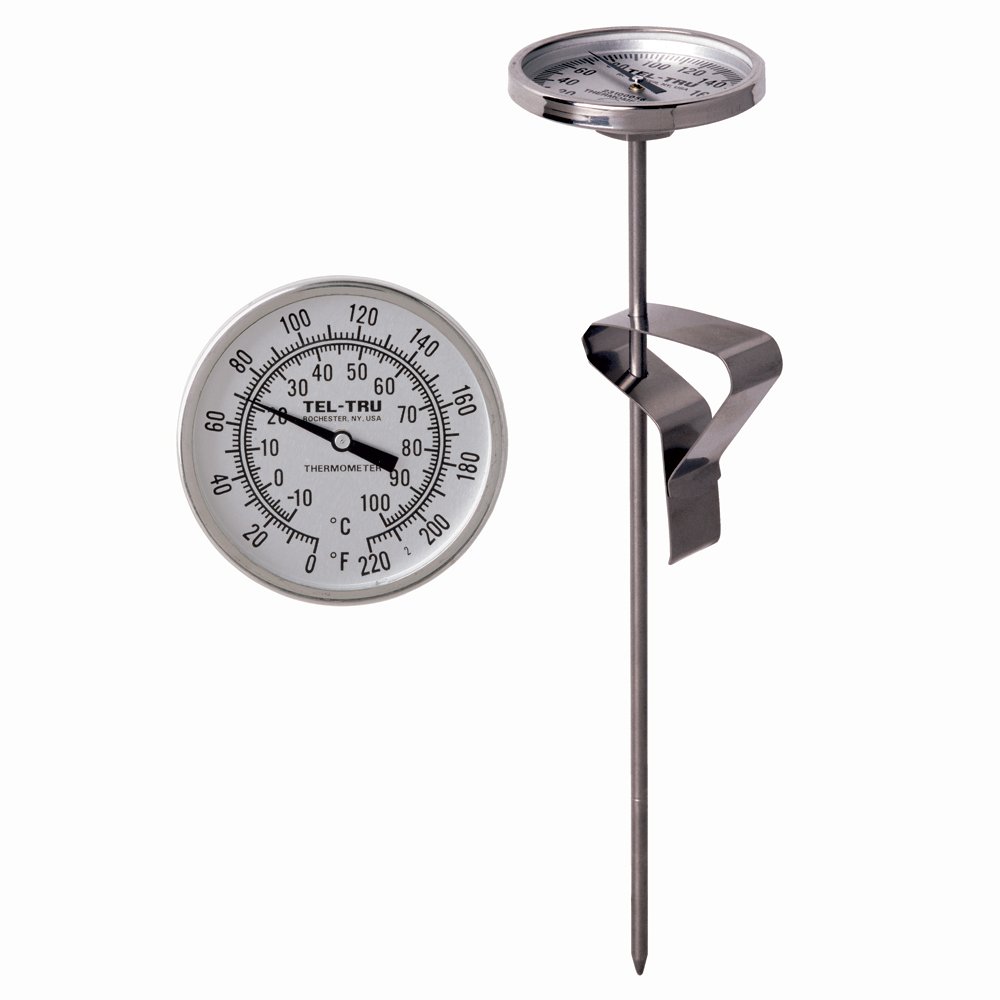 Tel-Tru LT225R Deep Fry Fat/Candy Thermometer, 2 inch dial, 8 inch stem, 50/500 Degrees F